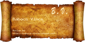 Babocs Vince névjegykártya